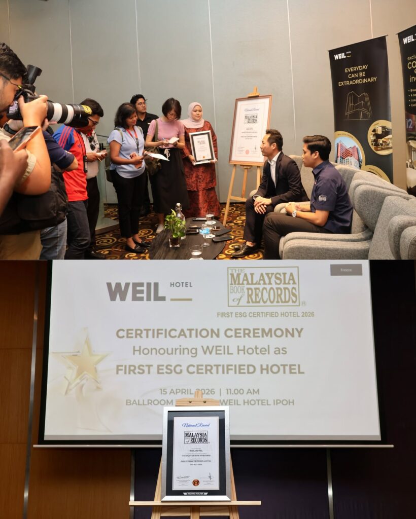 WEIL Hotel has officially made history after being recognised by the Malaysia Book of Records as the country’s first ESG-certified hotel.