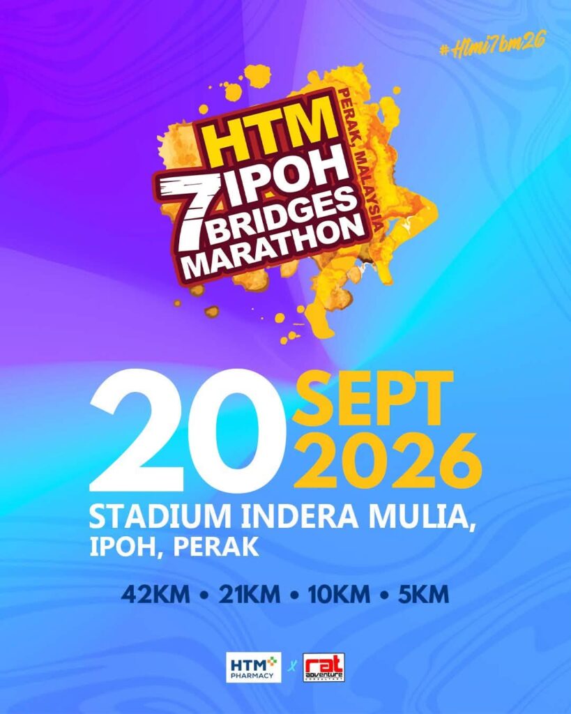 HTM Ipoh 7 Bridges Marathon 2026 akan berlangsung dengan penuh kemeriahan bertempat di Stadium Indera Mulia, Ipoh.