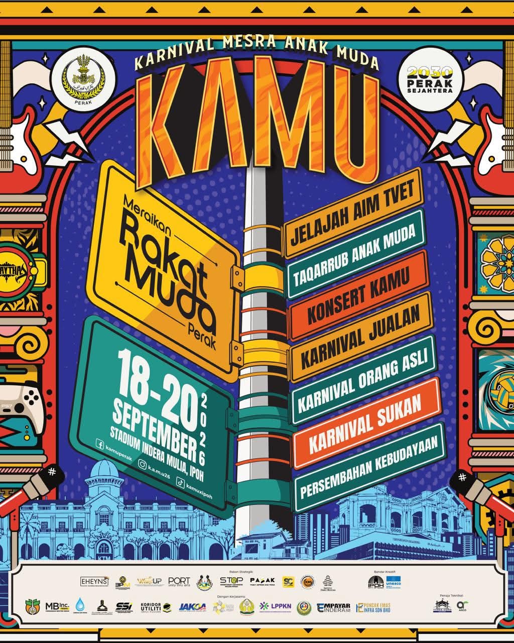 Karnival Mesra Anak Muda 2026 (KAMU 2026) bakal kembali menemui warga Perak dengan pelbagai pengisian yang padat dan menarik bertempat di perkarangan Stadium Indera Mulia, Ipoh.