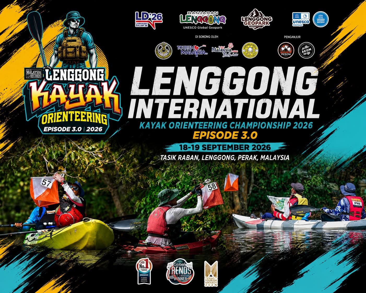 Kejohanan 3.0 Lenggong Kayak Orienteering Championship 2026 kembali menggegarkan kalendar sukan tempatan selepas berehat seketika pada tahun lalu.