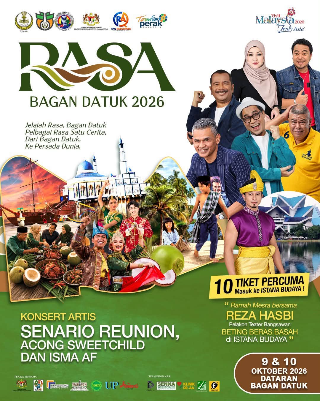 Festival RASA Bagan Datuk 2026 akan berlangsung pada hari Jumaat dan Sabtu, 9 dan 10 Oktober 2026 bertempat di Dataran Bagan Datuk & Dewan Dato Lope Hashim, Perak.